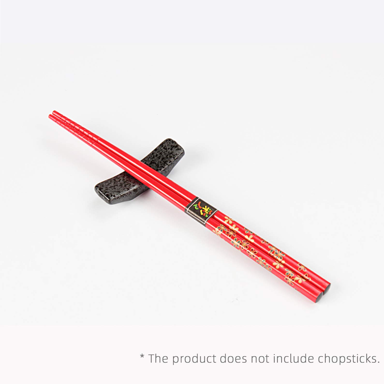 Chopsticks Holder Set of 4 Ceramic Chopstick Stand Rest Rack Spoon Fork Knife Holder Set(Black)