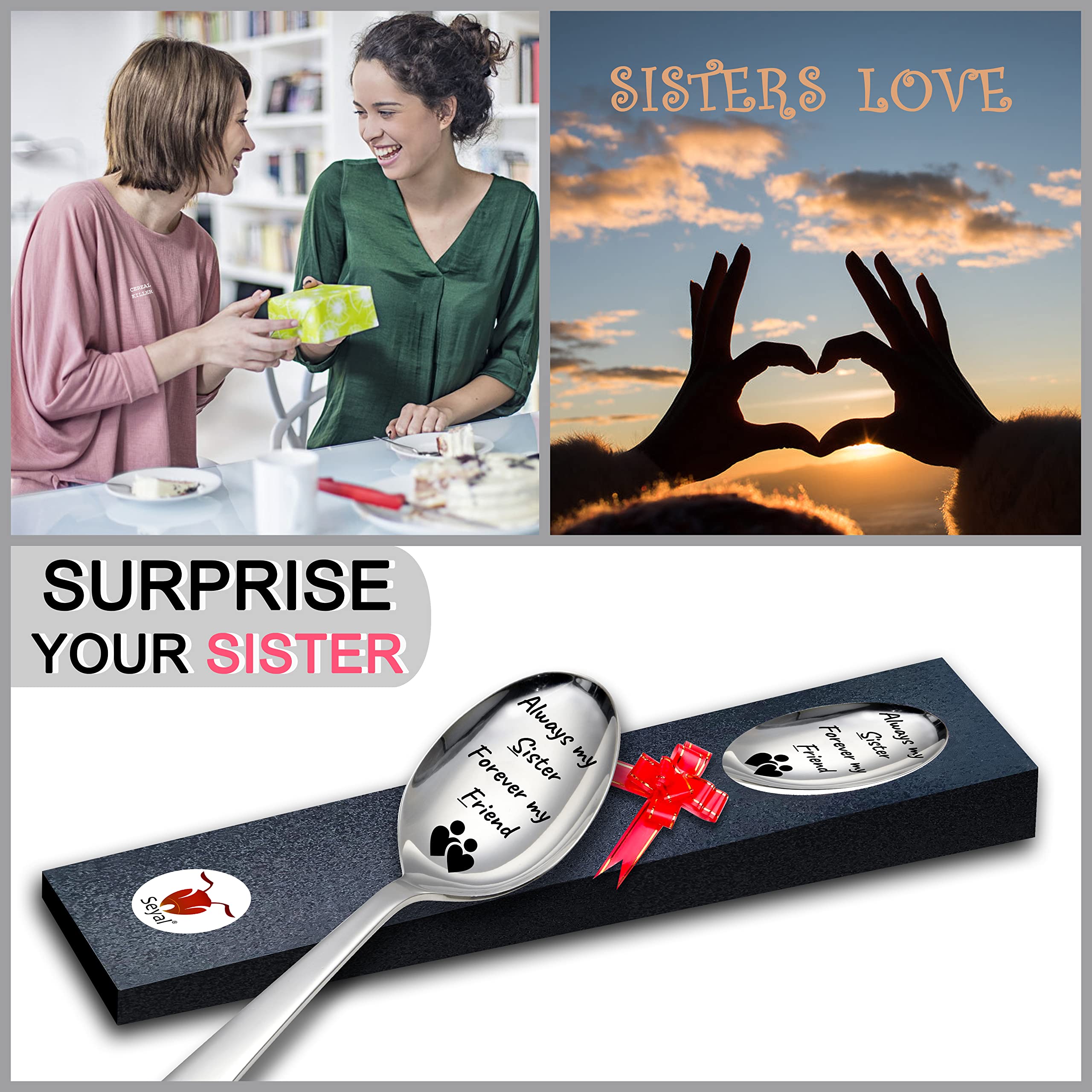 Seyal® Always My Sister Forever My Friend Spoon Gift - Sister Gift - Sister Gifts - Sisters Day Gift - Gift for Sisters - Sister Gifts from Sister - Sisters Gift - Sister Gift from Brother