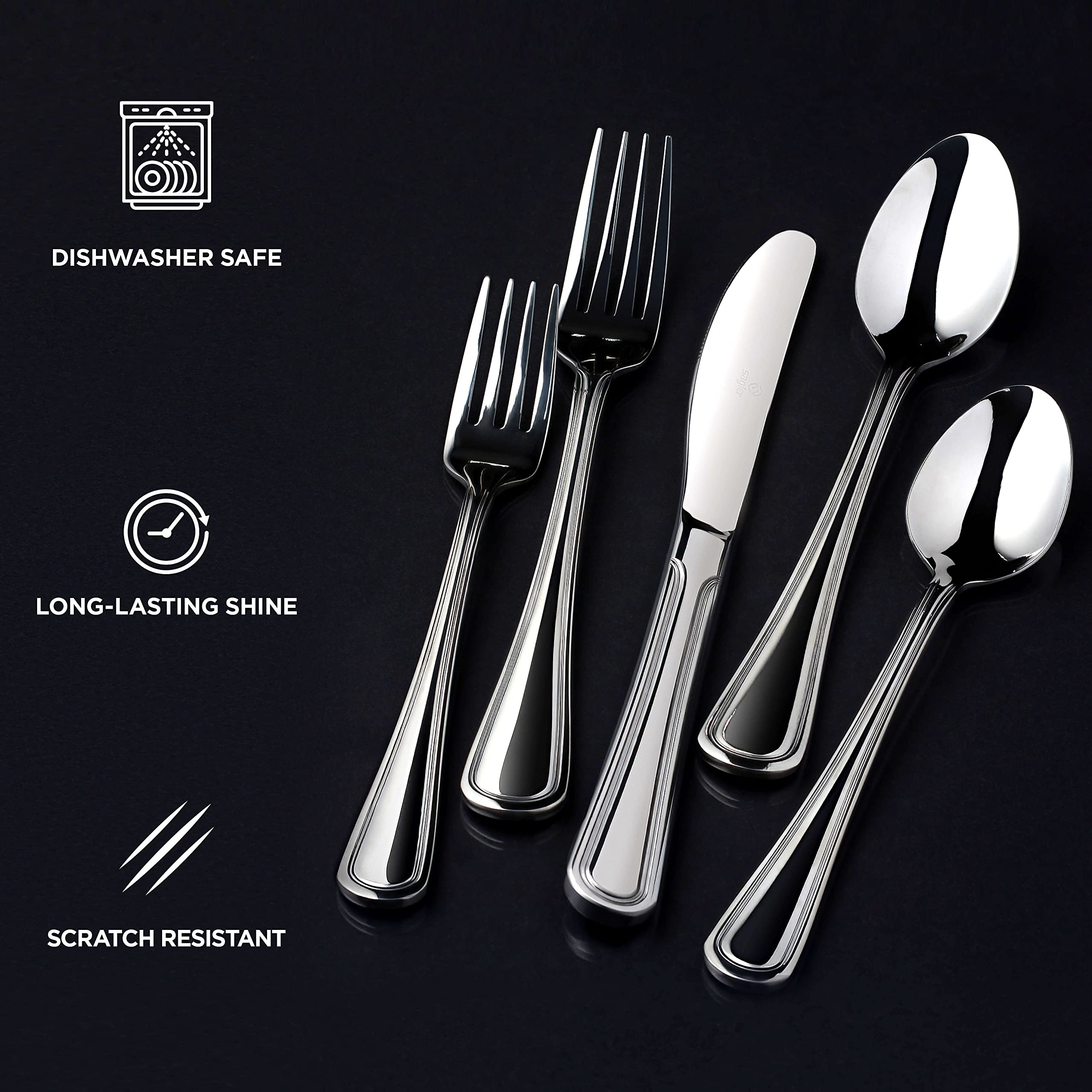 Sagler 20-Piece Flatware Set - heavy duty flatware sets - 18/10 Stainless Steel silverware sets - Set for 4