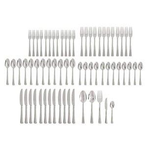 oneida chroma 65 piece fine flatware set, service for 12, 18/10 stainless steel, silverware set, dishwasher safe