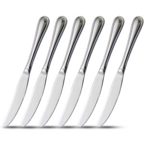 faderic 6-piece dinner knives set with hollow handle table knife flatware stainless steel mirror polishing 9-inch silver round