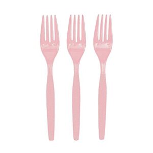 fun express - light pink plastic forks (50 pc) - party supplies - solid tableware - cutlery - 50 pieces