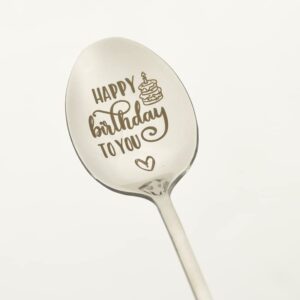 Birthday Gift Spoon for Women Men Happy Birthday to You Spoons for Daughter Brother Sister Best Friends Happy Birthday Gift for Dad Grandson Coffee Lovers Gifts