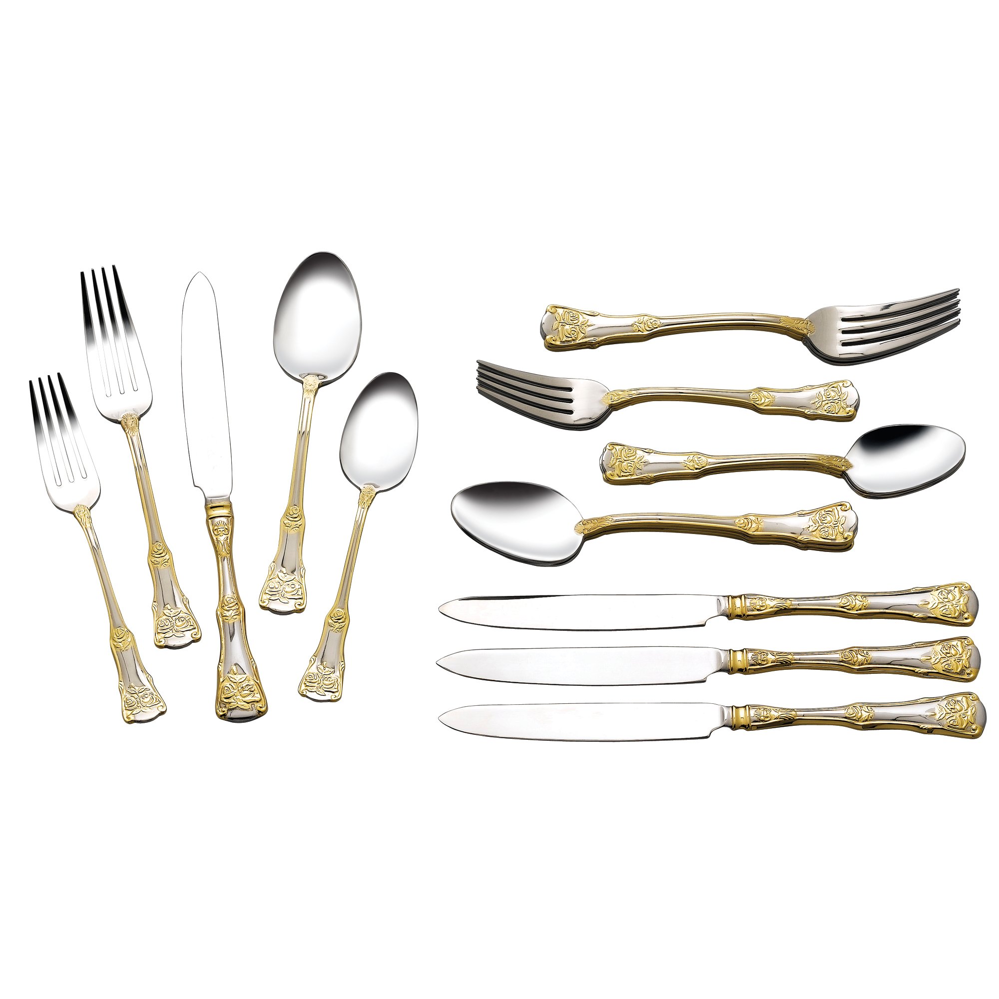 Royal Albert Old Country Roses 20-Piece Flatware Set, Golden