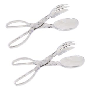 set of 2 large salad tongs, 11 inch long clear plastic
