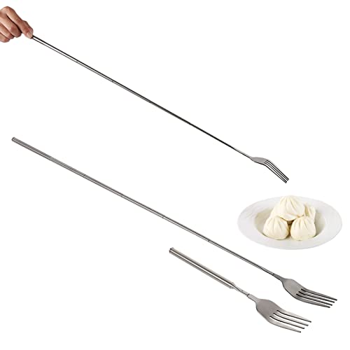 5Pcs Extendable Forks, Stainless Steel BBQ Telescopic Forks 8.7-25.4Inch Dessert Long Handle Fork Cutlery Barbecue Telescopic Toasting Dinner Fruit Dessert Cutlery Forks
