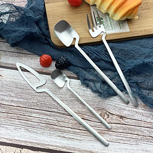 JASHII Flatware Set 32-piece Silverware Set Matte Finished Cutlery Set Service for 8 Include Knife/Fork/Spoon/Coffee spoon Dishwasher Safe (Silver)