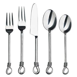 gourmet settings 20-piece silverware twist collection polished stainless steel flatware sets, silver