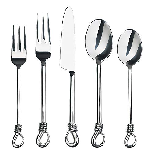 Gourmet Settings 20-piece Silverware Twist Collection Polished Stainless Steel Flatware Sets, Silver