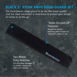 Messermeister 6-Piece Steak Knife Edge-Guard, Black - Fashionable & Functional Knife Protector for Steak Knives - 2 Blade Entry Notches - Includes 6 Steak Knife Edge Guards