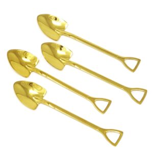 honbay 4pcs stainless steel shovel shape coffee ice cream dessert spoons for home and party (gold)