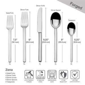 Mikasa Zena 18.0 20 Piece Forged Stainless Steel Flatware Set, Service For 4