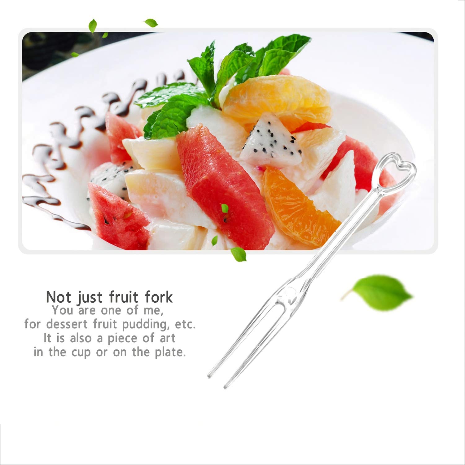 HuiYouHui 300 Disposable Fruit Forks safety and sanitation 3.5" Length Plastic Cocktail Picks Sticks heart shapes Cute Food Pick Party Supplies Plates Picks Dessert Forks Cake Forks