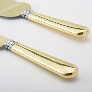 iooiluxry Wedding Cake Knife and Server Set, Cake Cutting Set for Wedding 402 Stainless Steel Blade and ABS Gold Plated Handle Cake Cutter & Pie Server Set for Birthdays, Anniversary, Parties