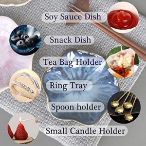 Ceramic Spoon Rests small ring jewelry dish holder entryway key tray,2pcs Sauce Dish,Mini Side Seasoning Dish,Sushi Soy Dipping Bowl,Snack serving Dishes Kitchen Coffee Station room Décor