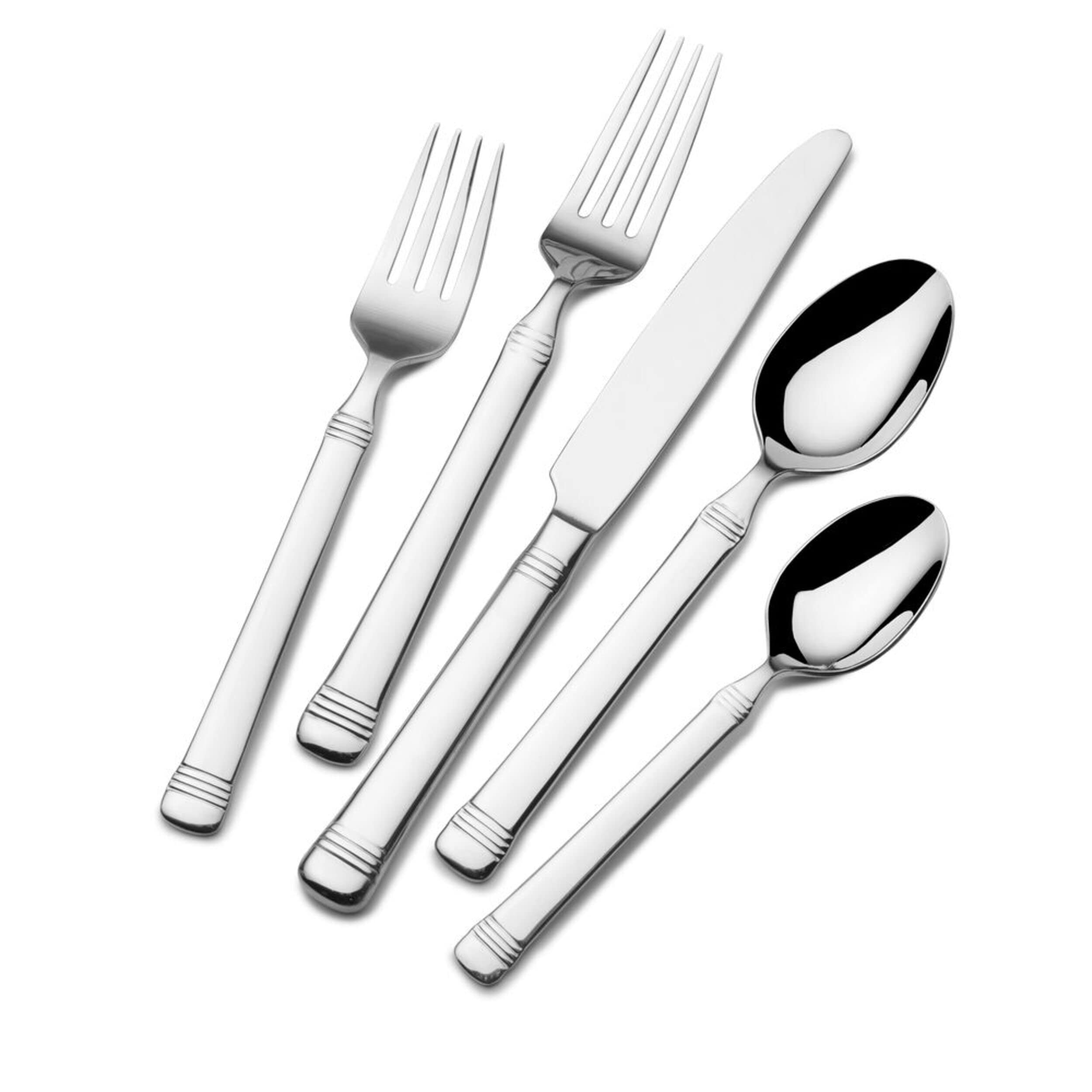 Fitz & Floyd Fitz and Floyd Everyday Bistro Band Silverware 20 piece service for four,Gray,5286220