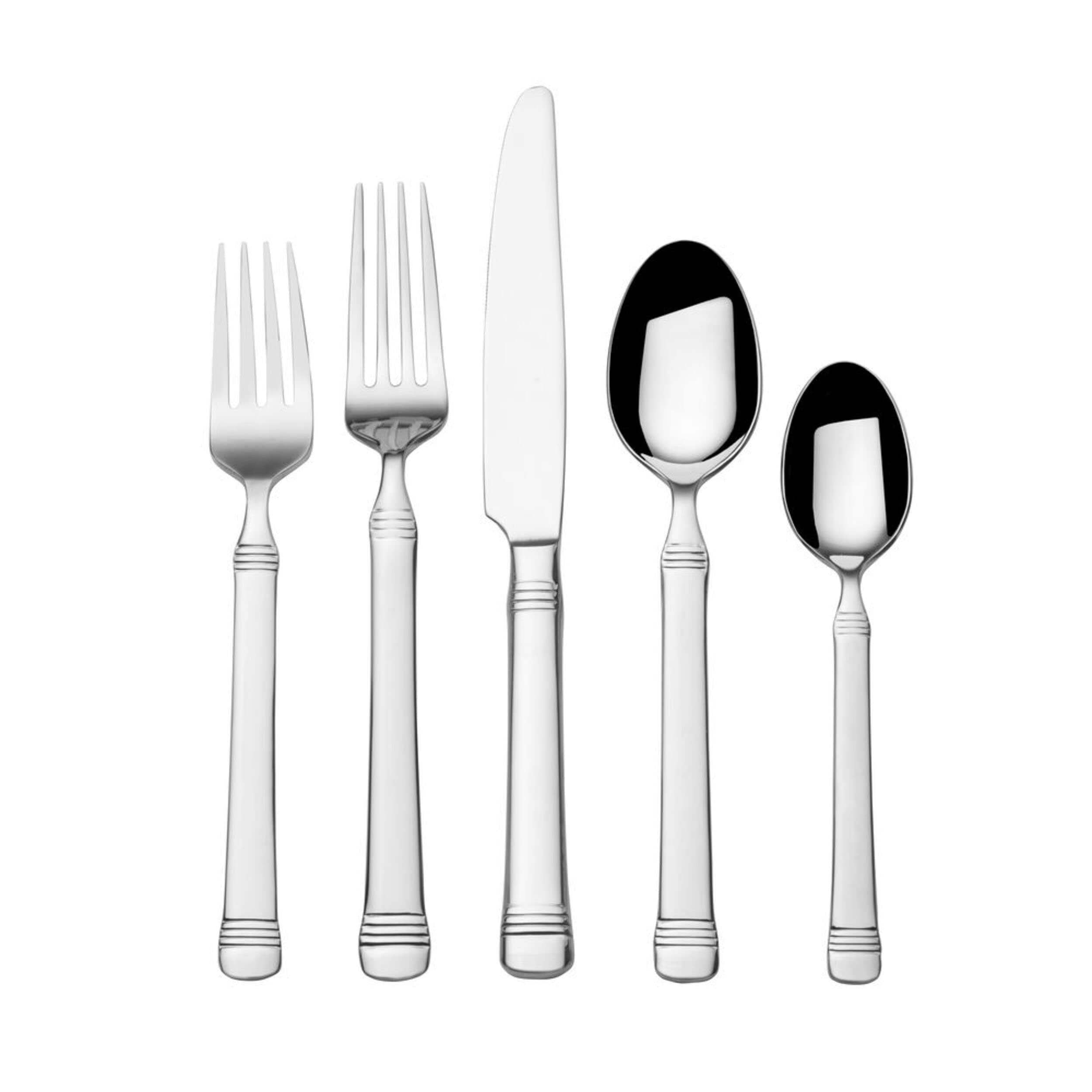 Fitz & Floyd Fitz and Floyd Everyday Bistro Band Silverware 20 piece service for four,Gray,5286220