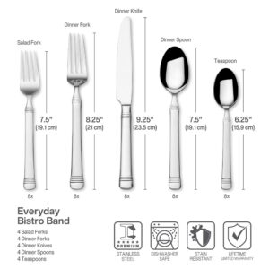 Fitz & Floyd Fitz and Floyd Everyday Bistro Band Silverware 20 piece service for four,Gray,5286220