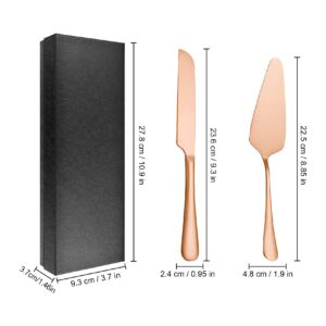 DUMING-IN Wedding Cake Knife and Server Set, Rose Gold Stainless Steel Cake Pie Serving Set Gift Cake Cutting Set for Wedding, Birthday, Parties and Events