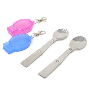honbay portable folding tableware set stainless steel spoon and fork for thermos, camping, travel and other outdoor activities