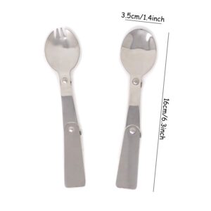 Honbay Portable Folding Tableware Set Stainless Steel Spoon and Fork for Thermos, Camping, Travel and Other Outdoor Activities