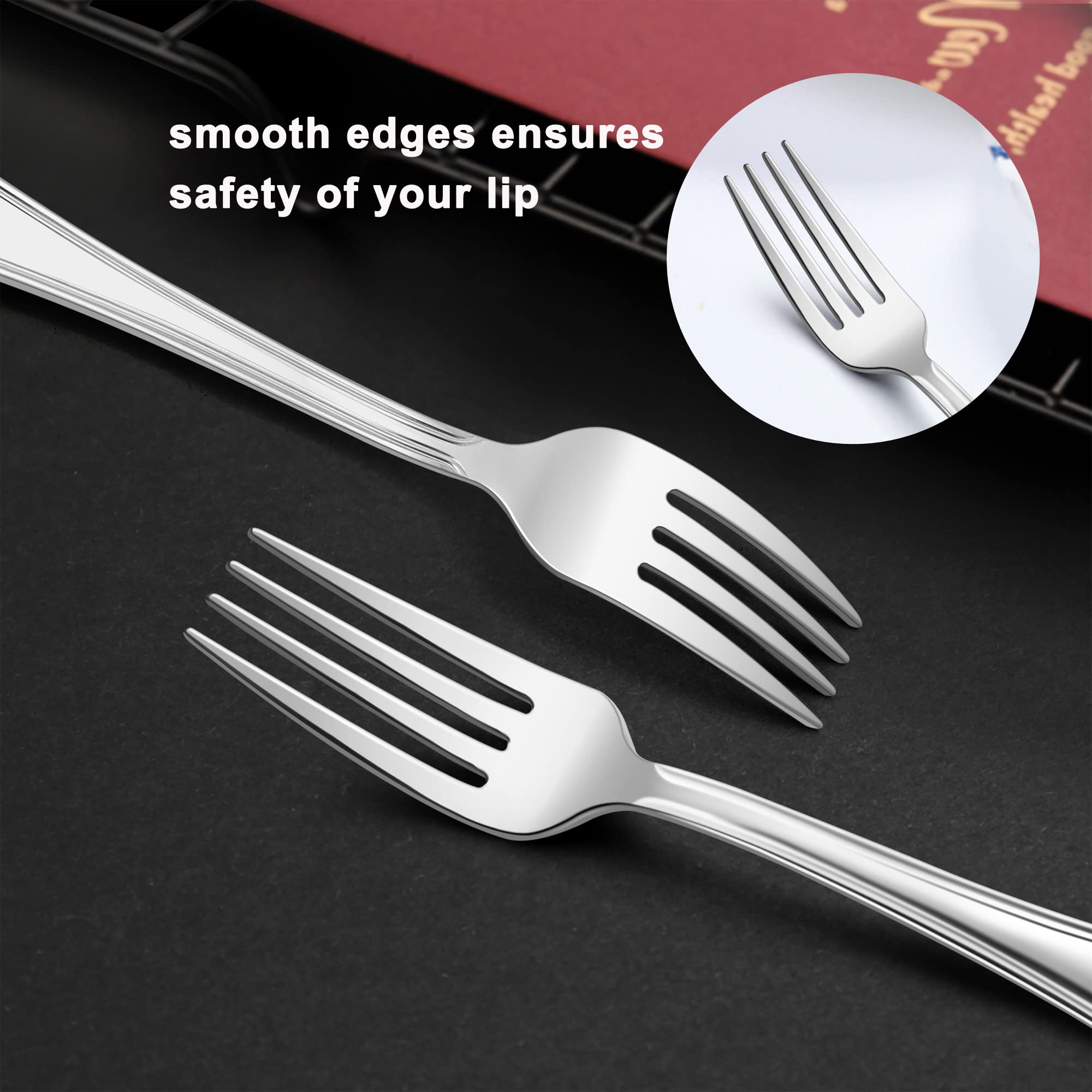 Salad Forks Set of 12, LIANYU 6.7 Inches Stainless Steel Forks Silverware, Appetizer Dessert Forks with Scalloped Edge, Cutlery Flatware Forks for Home Restaurant, Dishwasher Safe