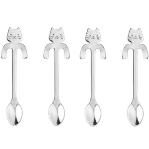 20pcs stainless steel cute mini cat spoon for tea, coffee, dessert, sugar, ice cream, etc (11.5cm/4.5inch)