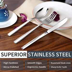 Flatware Set for 8, 40 Piece Silverware Set Premium Stainless Steel Square Cutlery Set Include Fork Spoon Knife Kitchen Tableware Utensil Set, Smooth Thickened Edge Mirror Polished, Briout