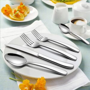 LIANYU 60-Piece Heavy Duty Silverware Set, Stainless Steel Flatware Cutlery Set for 12, Heavy Weight Eating Utensils Set for Home Restaurant Wedding, Dishwasher Safe, Mirror Polished