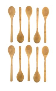 japanbargain 3807, pack of 10 solid bamboo dinner spoons soup spoons, 8-inch