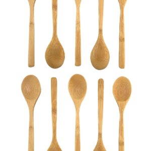 JapanBargain 3807, Pack of 10 Solid Bamboo Dinner Spoons Soup Spoons, 8-inch