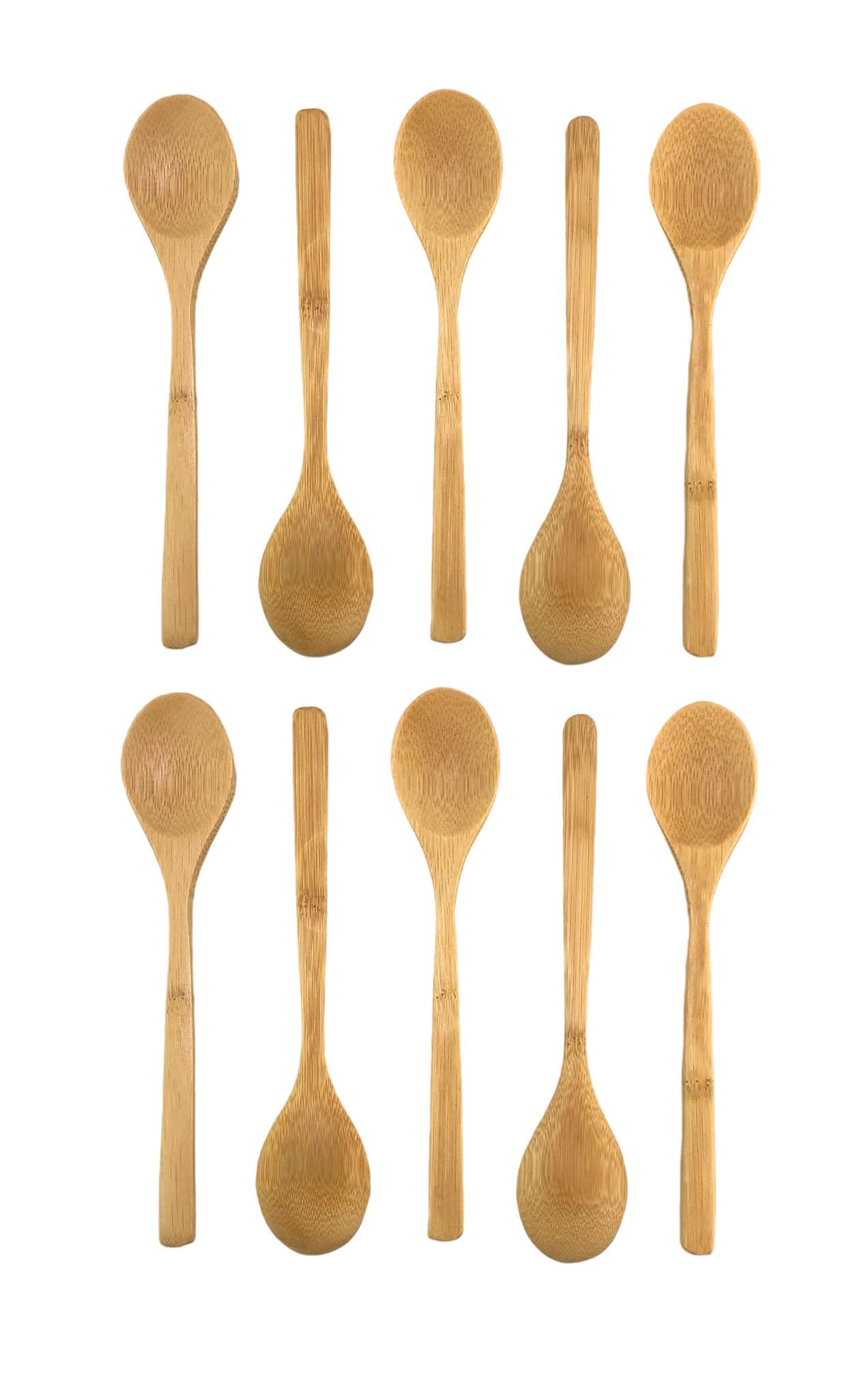 JapanBargain 3807, Pack of 10 Solid Bamboo Dinner Spoons Soup Spoons, 8-inch