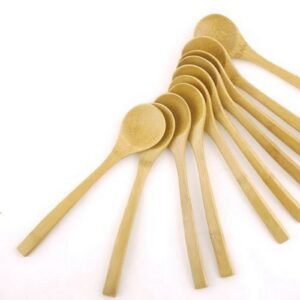 JapanBargain 3807, Pack of 10 Solid Bamboo Dinner Spoons Soup Spoons, 8-inch