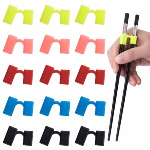 30pcs chopstick helper, pagow reusable training chopsticks hinges connector for kids, beginner, trainers or learner ( 6 pack / color ,black red blue green pink) plastic