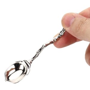 6Pcs Teaspoon Set, Small Vintage Retro Royal Zinc Alloy Dessert Spoon with Fork Silverware Tableware Coffee Spoon for Home Kitchen Cafe Sugar Stir Ice Cream Cake