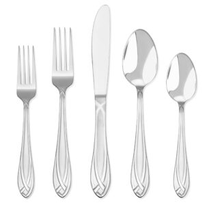 hampton forge lace frosted flatware set, service for 8, metallic