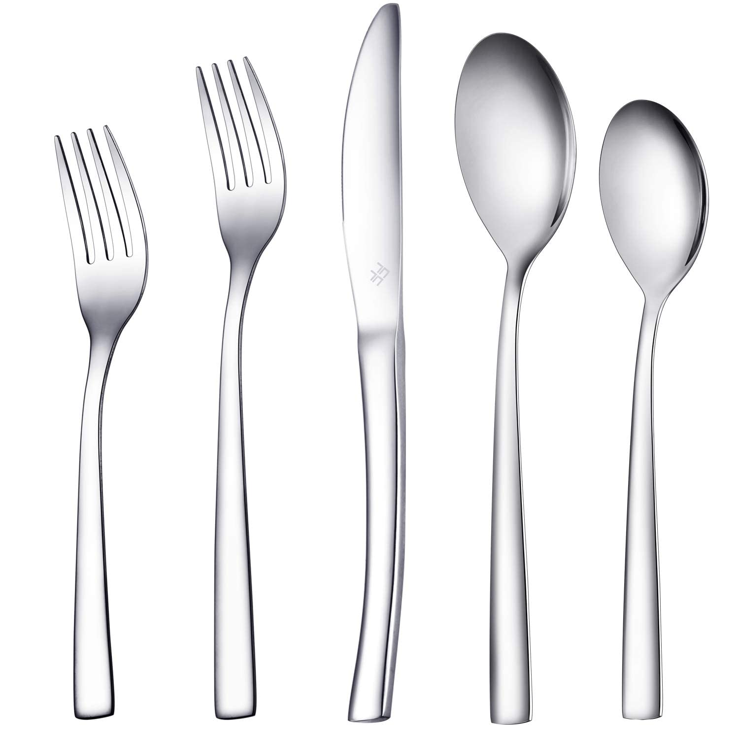 Ferfil Flatware Set, 20-Piece Stainless Steel Silverware /Cutlery /Tableware Set Service for 4, Include Knife/Fork/Spoon, Mirror Polished, Dishwasher Safe