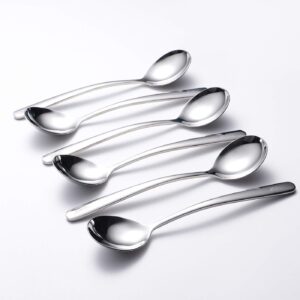 soup spoons 6-pack 18/10 stainless steel large and heavy duty round spoons elegance series 7 inch long 1.9 ounces weight by ironx