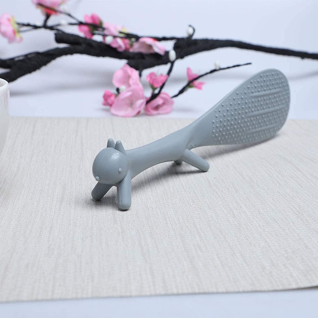 Plastic Squirrel Shaped Non Stick Rice Paddle Spoon Gray