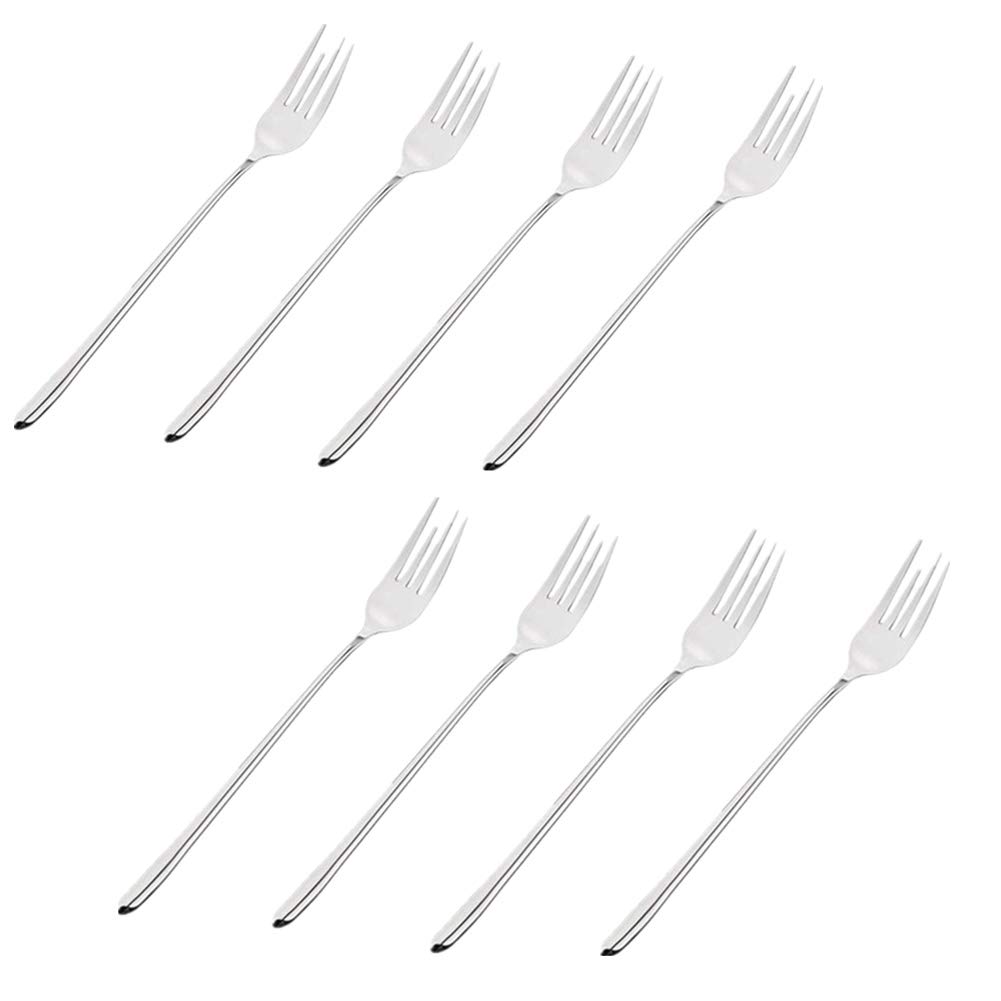 Ximkee 8 Pieces, Korean Stainless Steel Rice Spoon/Soup Spoon/Coffee Spoon - Long-handled Great Circle (Forks)