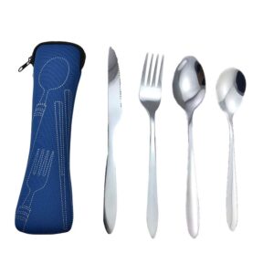 gizhome stainless steel flatware set cutlery set of knife fork soup spoon teaspoon, portable silverware set for travel camping
