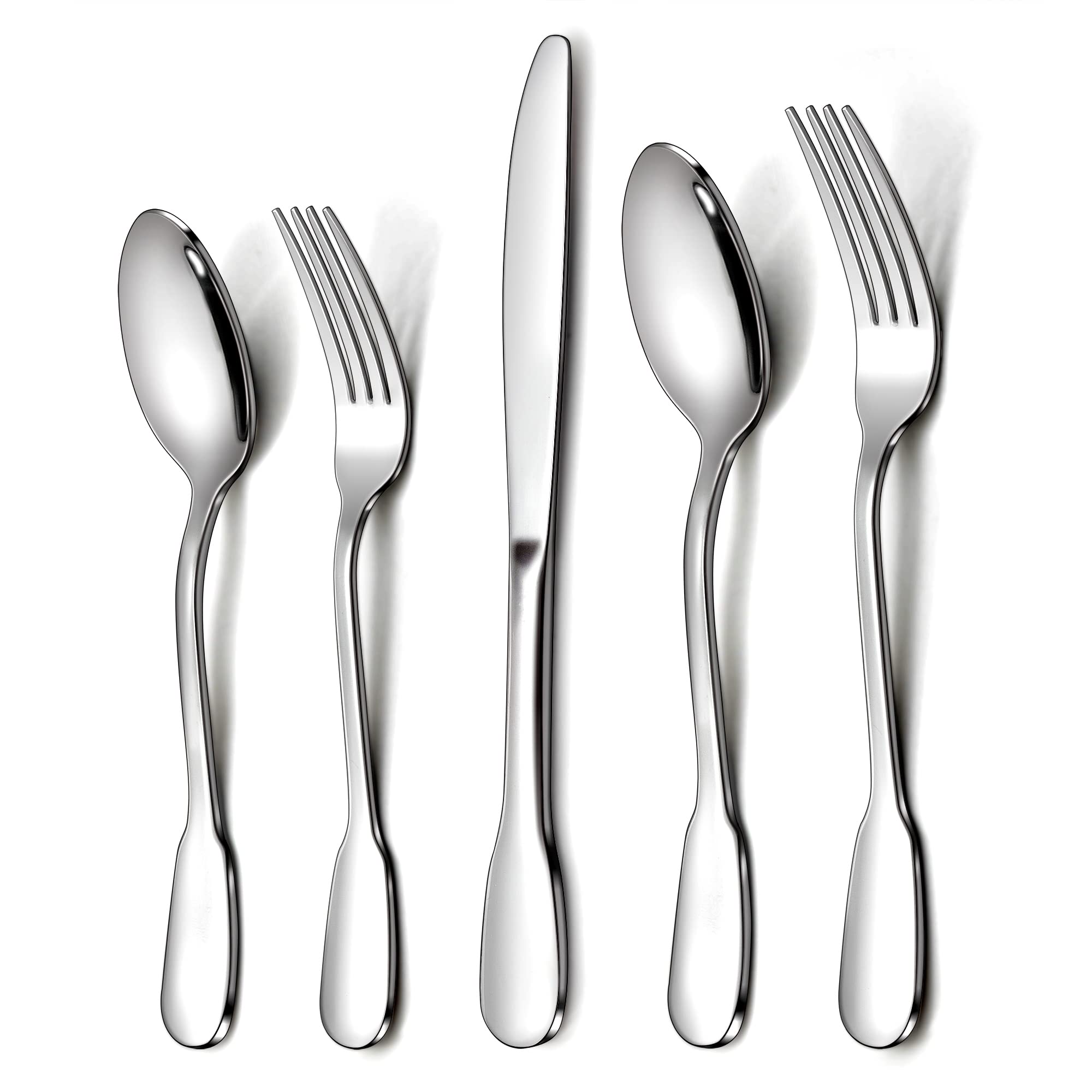 HaWare 40-Piece Silverware Set, Stainless Steel Flatware Service for 8, Fancy Cutlery Tableware with wide handle, Includes Dinner Knives Forks Spoons, Mirror Polished Eating Utensils, Dishwasher Safe