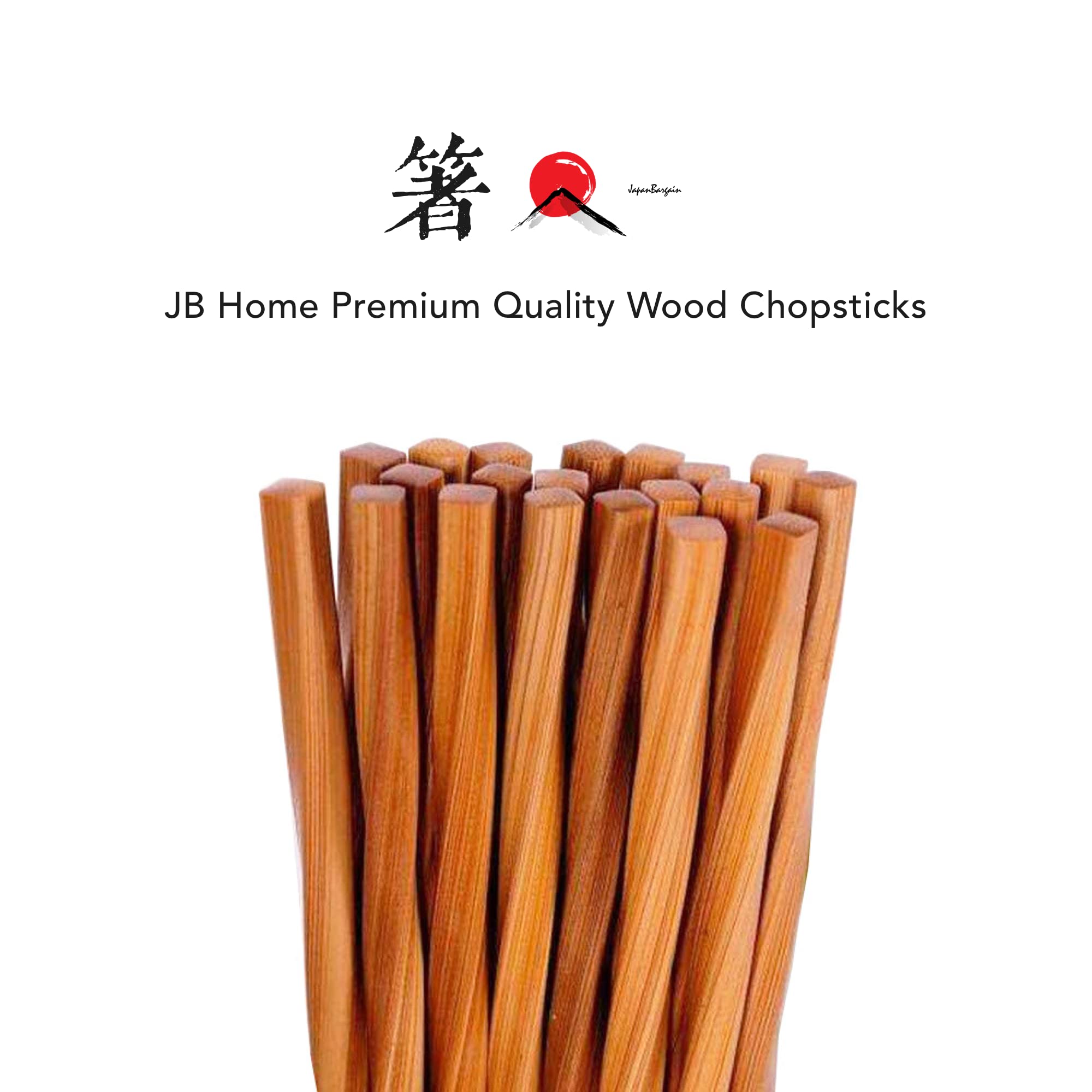 JapanBargain 4811, Bamboo Chopsticks Reusable Japanese Chinese Korean Wood Chop Sticks Hair Sticks, Dishwasher Safe, 10 Pair Gift Set