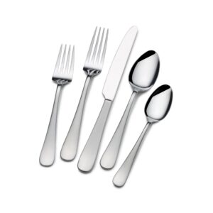 gourmet basics by mikasa satin symmetry 20-piece stainless steel flaware set, service for 4