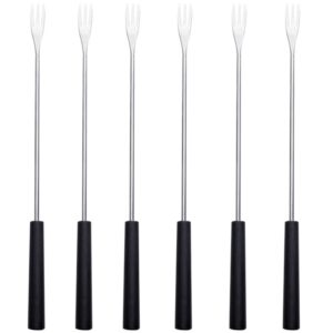 hemoton stainless steel fondue forks: kabob skewer bbq forks roasting sticks cheese fondue forks for sausage hot dog campfire camping stove grill black 6pcs