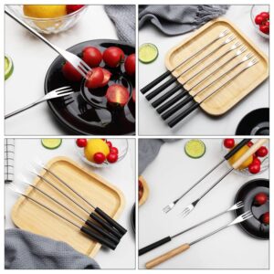 Hemoton Stainless Steel Fondue Forks: Kabob Skewer BBQ Forks Roasting Sticks Cheese Fondue Forks For Sausage Hot Dog Campfire Camping Stove Grill Black 6Pcs