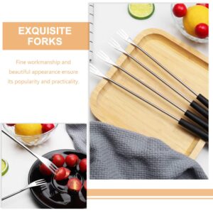 Hemoton Stainless Steel Fondue Forks: Kabob Skewer BBQ Forks Roasting Sticks Cheese Fondue Forks For Sausage Hot Dog Campfire Camping Stove Grill Black 6Pcs