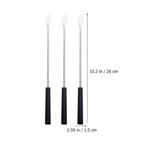 Hemoton Stainless Steel Fondue Forks: Kabob Skewer BBQ Forks Roasting Sticks Cheese Fondue Forks For Sausage Hot Dog Campfire Camping Stove Grill Black 6Pcs