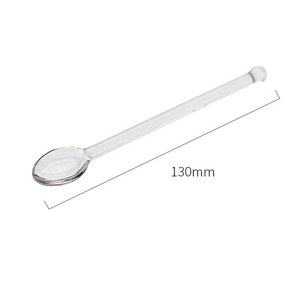 2 Pcs Transparent Glass Spoon Stirring Spoons for Tea Coffee Cocktail Milk Home Party Bar Use