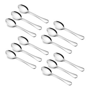 haware 12-piece demitasse espresso spoons, 5.3” stainless steel coffee spoon, teaspoons set of 12, mini stirring spoons for dessert, sugar, ice cream, soup, cappuccino, non-toxic, dishwasher safe